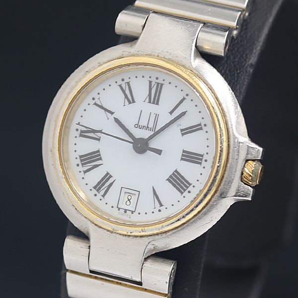 稼働 良品 ダンヒル QZ ミレニアム デイト ホワイト文字盤 レディース腕時計 YUM 2000000 NSK