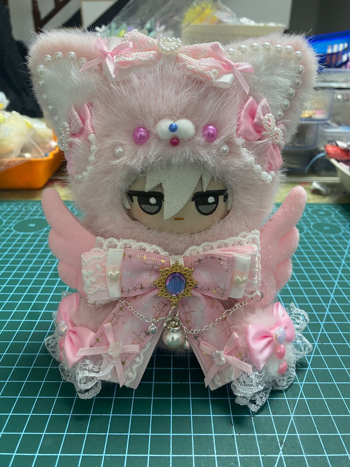 おすわりぬい服 着ぐるみ くま ピンク 白 10cm 11cm 12cm