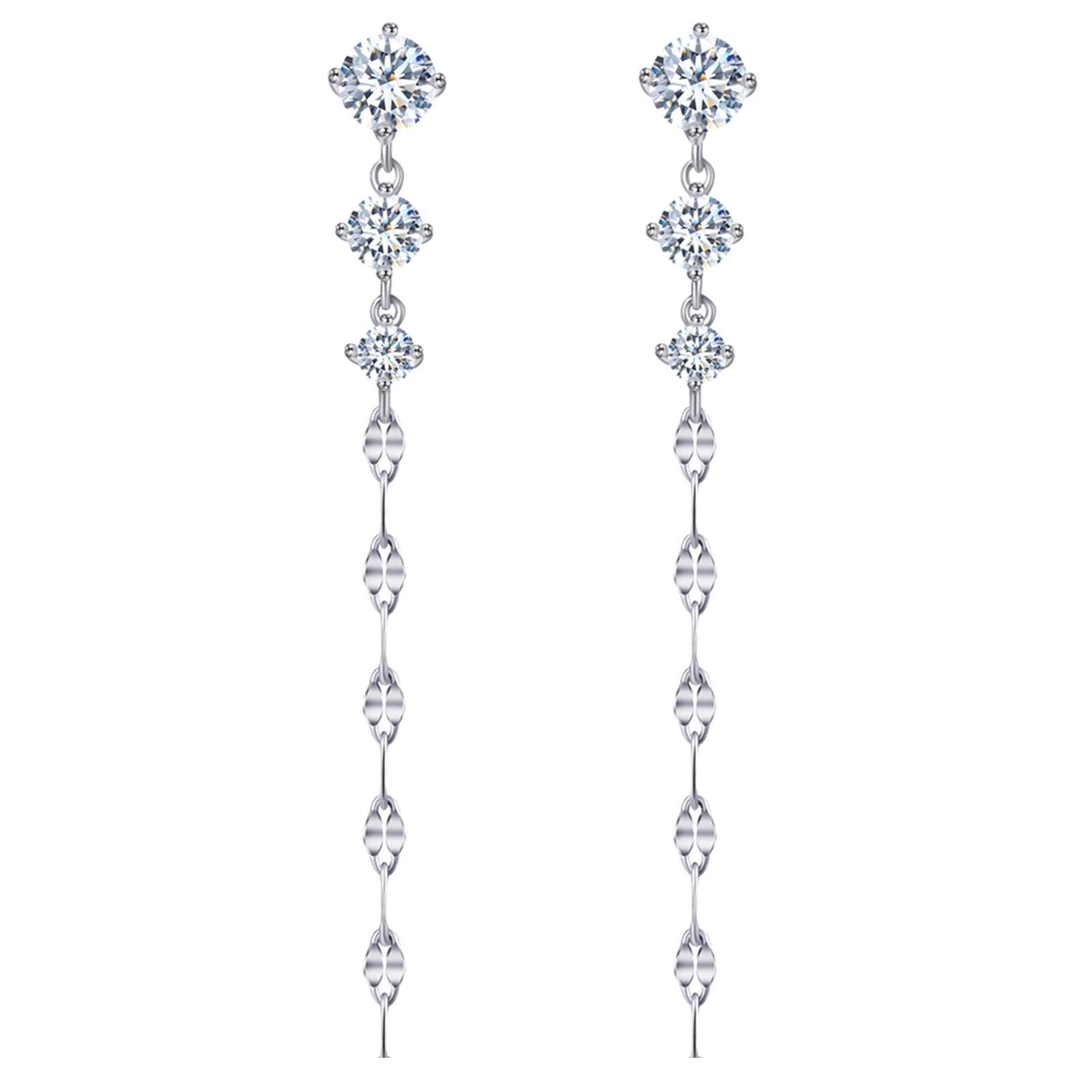 が大特価!アクセサリー【色: ホワイト】ピアス ピアス 揺れる 愛の輝 最高級ジルコニア 金属アレルギ