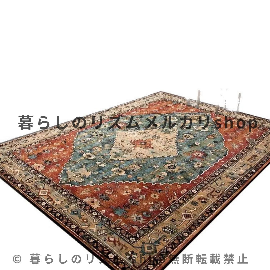 カーペット ラグ 北欧 おしゃれ 洗える 夏 犬 3畳 薄手 オールシーズン 大判 畳 長方形 カーペット 洗える 花柄 ペルシャ風 ヨーロピアンラグ 滑り止め付き ホットカーペットカバー 床暖房 レッド エスニック 柔らかい センターラグ 子供 4畳 HOMU-JOURNEY_COM