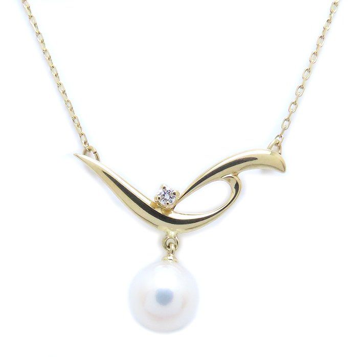MIKIMOTO ミキモト パール ネックレス 真珠7.4ミリ ダイヤモンド