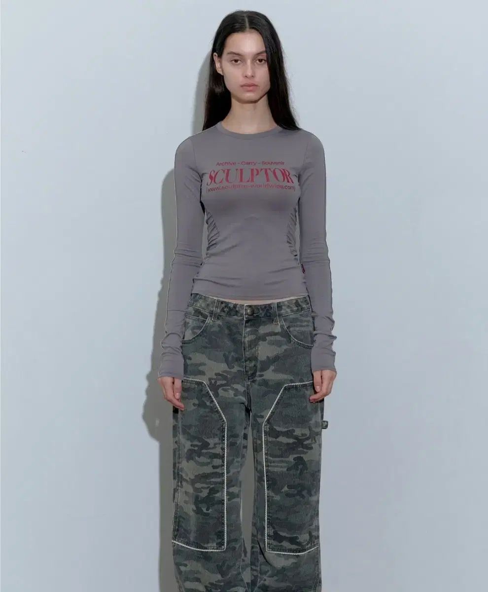 【SCULPTOR】スポーツレタリングL/S Tee D.グレー SCULPTOR] Sports Lettering L/S Tee D.Gray | もごつ