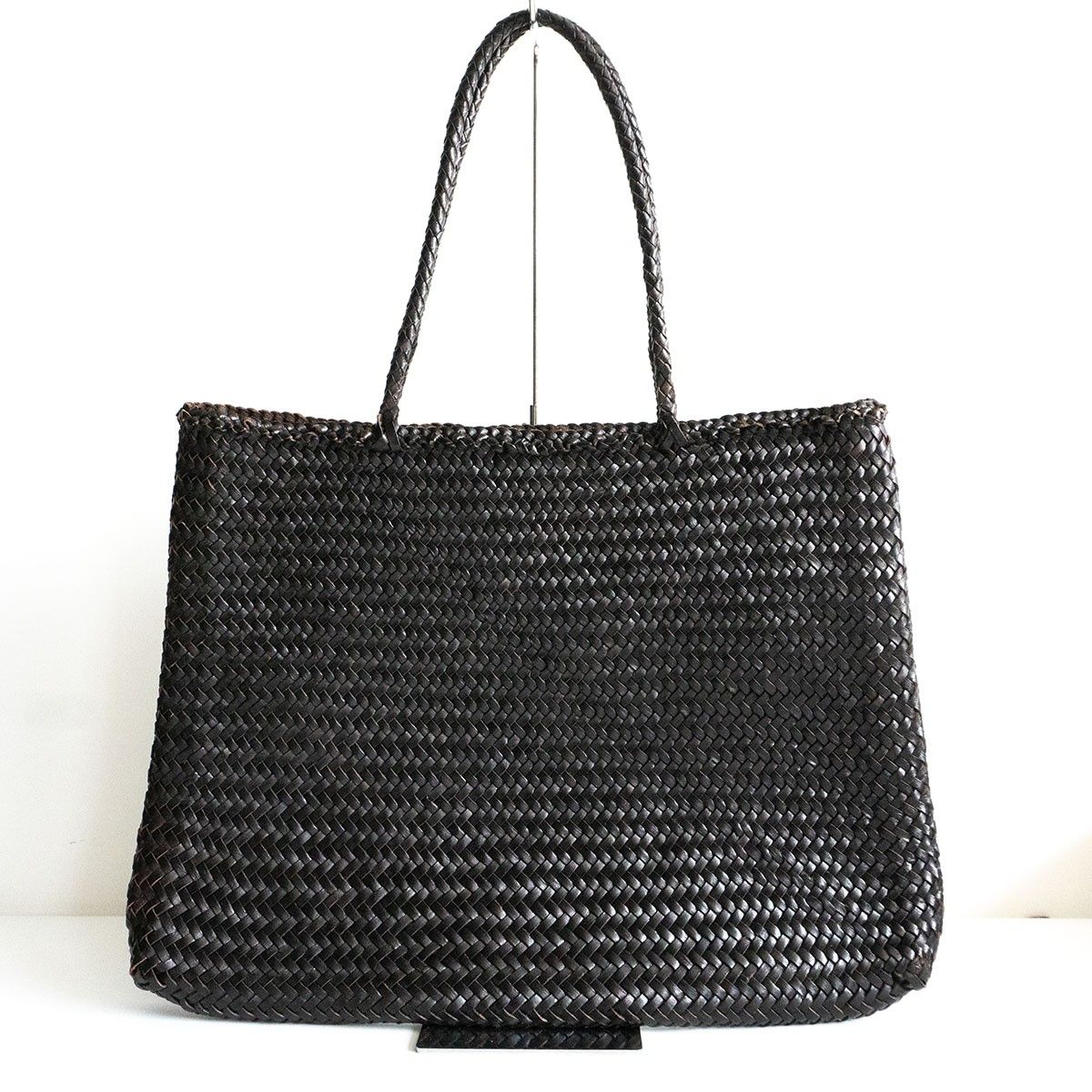 美品】DRAGON【レザー メッシュ ハンド バッグ】 ブラック