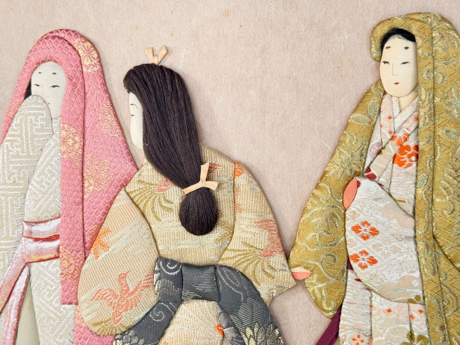 107 押し絵 くるみ絵 押絵 日本画 美術品 時代物 額付き 押絵細工