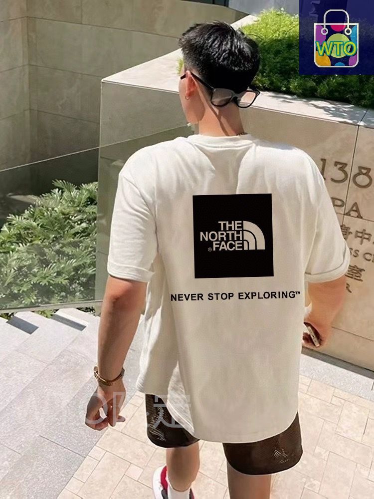 TNF ザ ノース フェイス とのコラボレーションモデル 前後ロゴプリント カップル用三色 T シャツ -WTO輸入1
