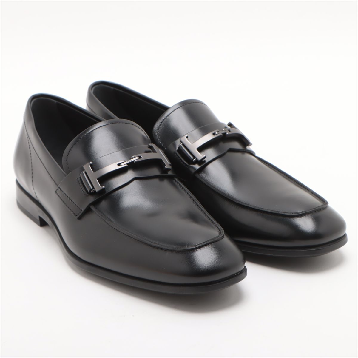 極美品 トッズ ダブルT レザー ローファー ブラック 黒 7 26cm 靴