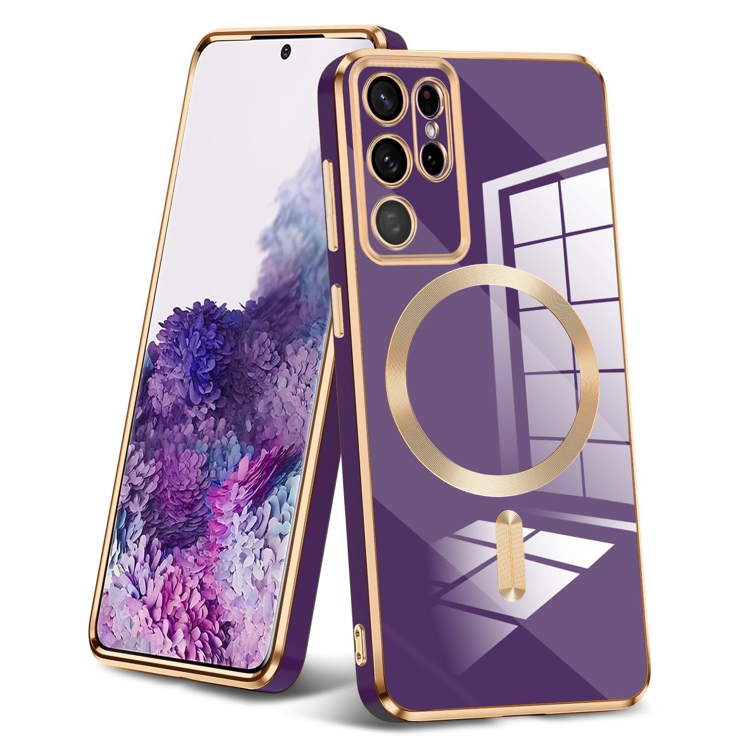 Galaxy S23 Ultra 用 ケース 耐衝撃 TPU ケース レンズ保護 メッキ加工 