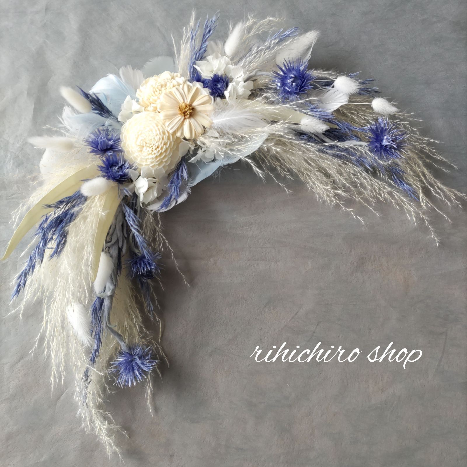 横長スワッグ　パープルブルー系　ニューボーン　バースデー　インテリア　家族写真　りひちろshop