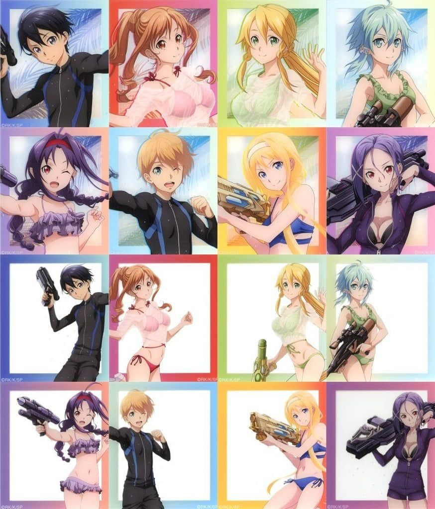 【】キャラカード 全16種セット 「ソードアート・オンライン POP UP SHOP in AmiAmi vol.II 描き下ろし ウォーターガンバトルver. トレーディングアクリルカード」