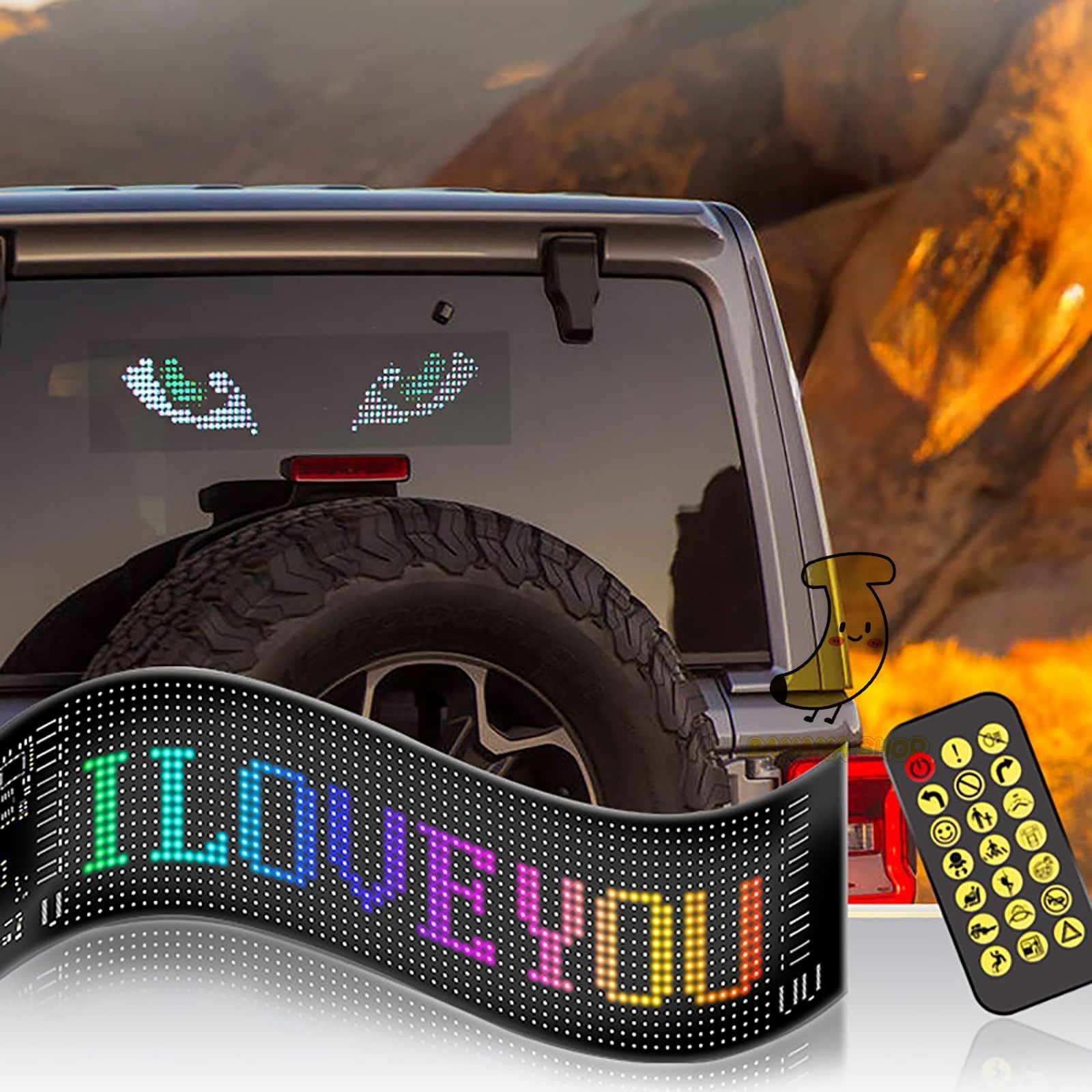 車デビルアイ 車の窓のためのカラフルなアイランプソフト画面 デビルアイ led スクリーン 防水 防塵 アプリ制御 カスタマイズパターン 簡単操作 自由に曲げることができ 持ち運びも簡単です 車用デビルアイライト led ディスプレイスクリーン