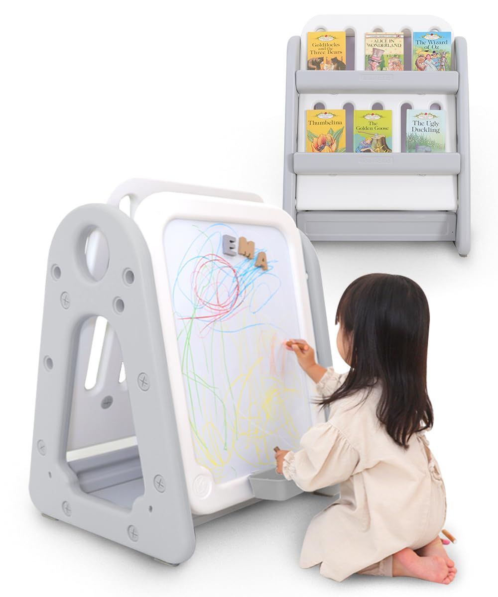 新着商品 ケラッタ おえかきボード ホワイトボード 子供 イーゼル 知育 本棚付きでお片付け練習に 大きいサイズ プレゼント に
