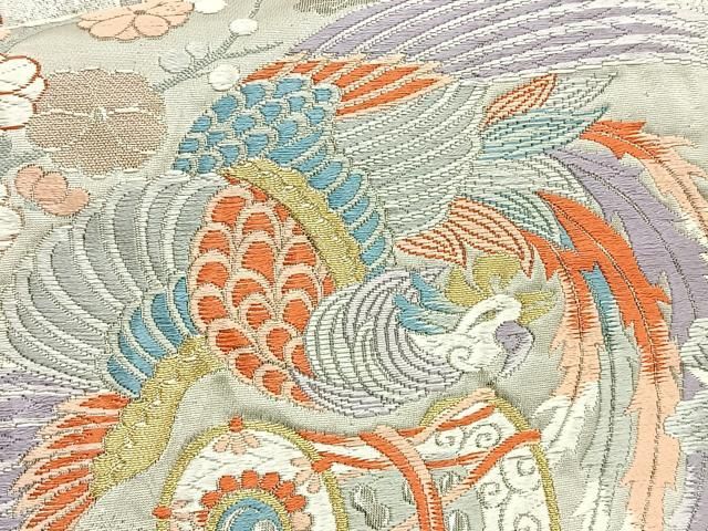 平和屋着物◎六通柄袋帯 唐織 鳳凰亀甲花文 金銀糸 正絹 逸品