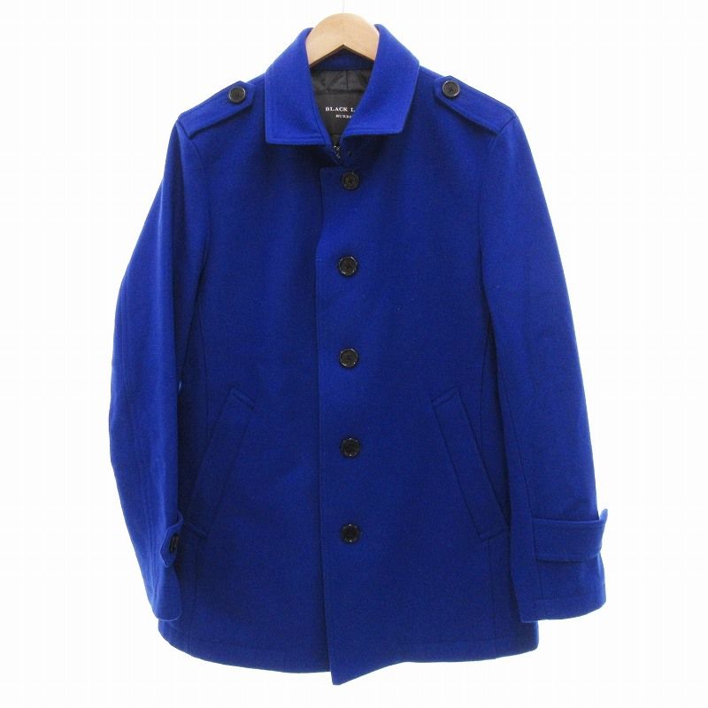 バーバリーブラックレーベル BURBERRY BLACK LABEL ステンカラーコート ジャケット 中綿 シングル 裏地キルティング M 青 ブルー /JS IBO63