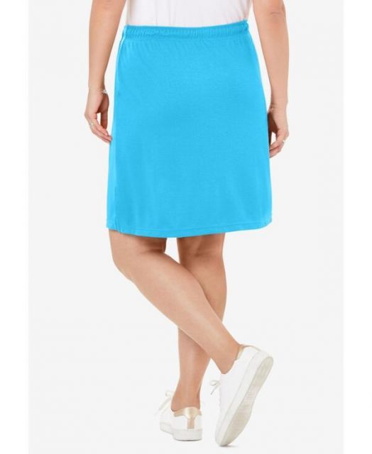 ウーマン ウィズイン レディース スカート ボトムス Plus Size Within Sport Knit Skort Paradise blue