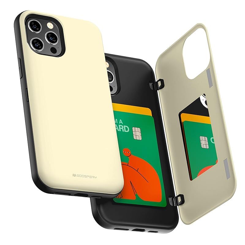 新品　Goospery iPhone 12 Pro Max (6.7 inches) ケース 背面 カード 収納 マグネット式 バンパー カバー (ホワイト) IP12PM-MDB-WHT