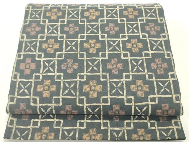 平和屋着物●六通柄袋帯 七宝繋ぎ花文 正絹 逸品 DAAY0092ob