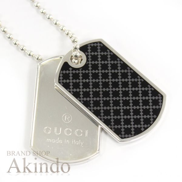 グッチ ネックレス ダブルプレート ドッグタグ シルバー