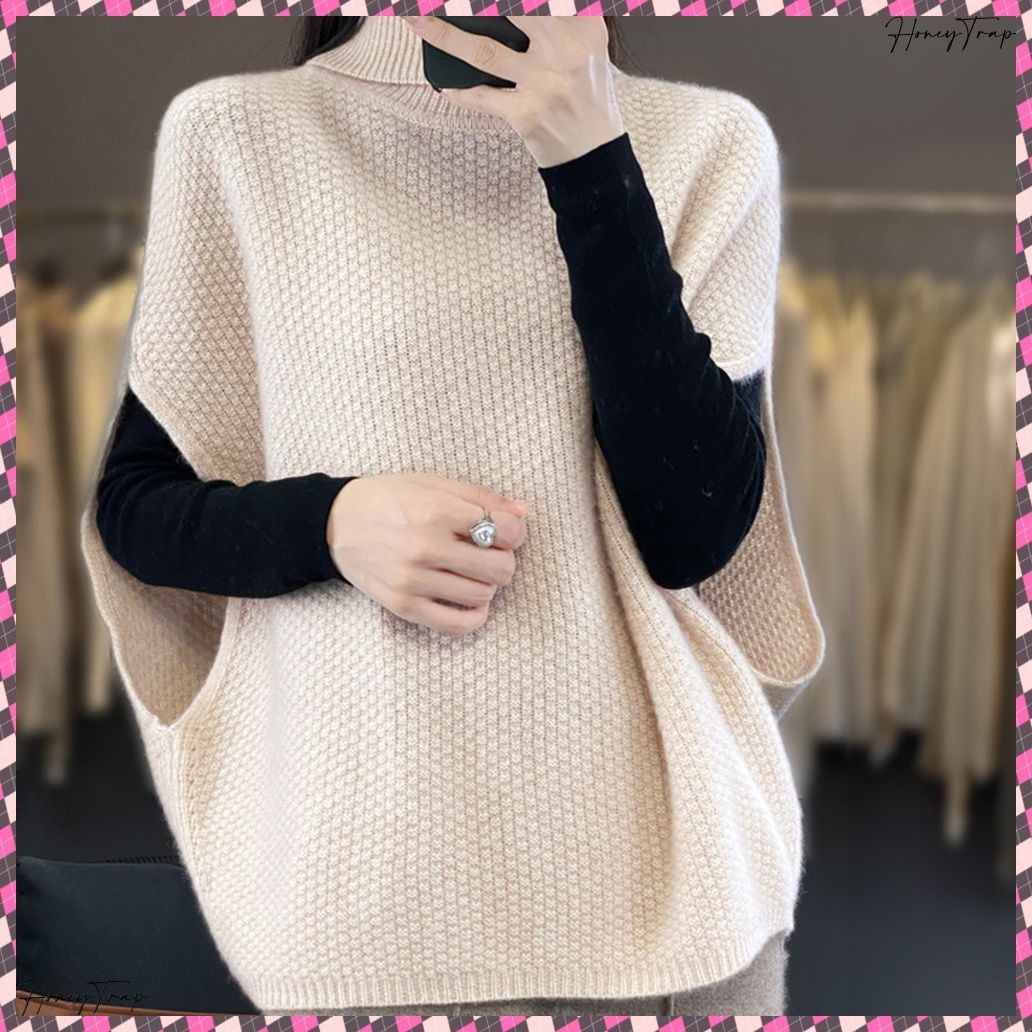 新品 レディース ニットベスト ベスト ジレ ハイネック ボーダー｜トップス