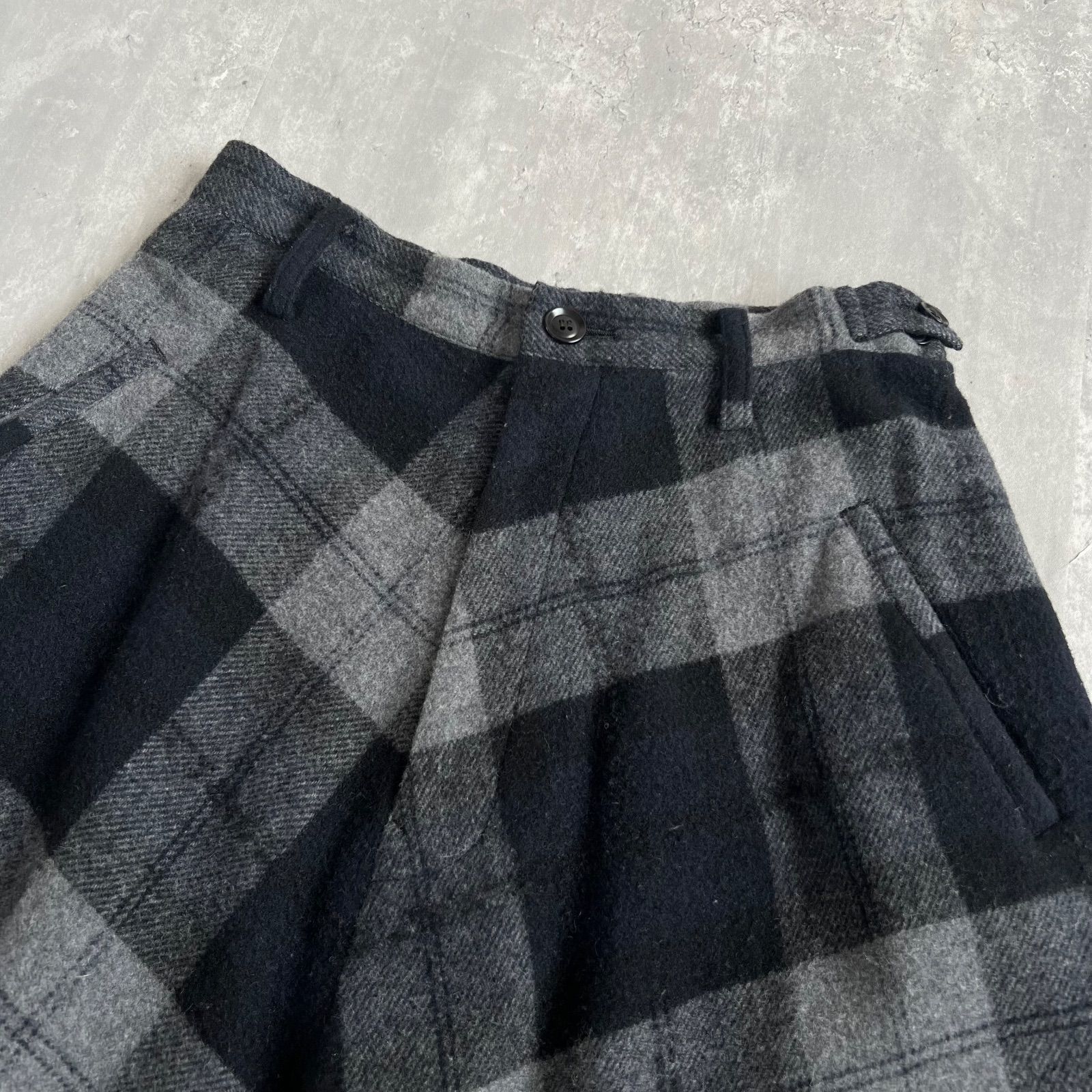 Y's ワイズ ヨウジヤマモト アンゴラ混 ウールチェックスカートパンツ