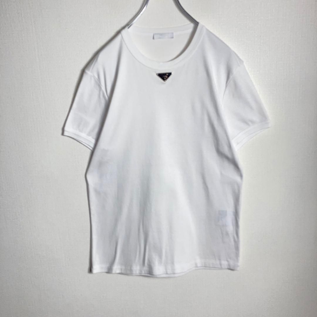 PRADA プラダ Tシャツ 三角プレートロゴ コットン 白 L - メルカリ