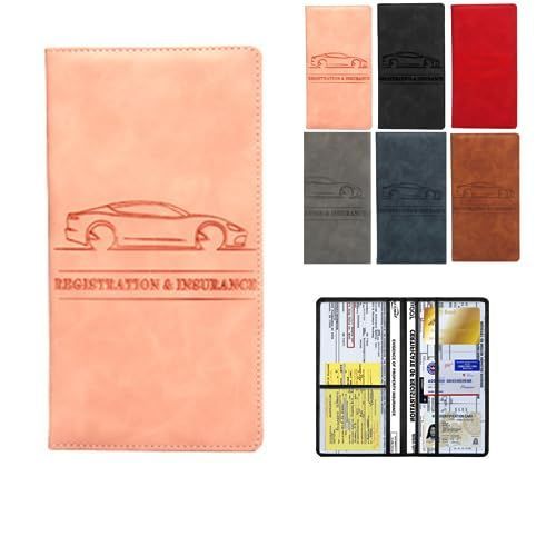 ピンク andsand. 薄型レザースウェード 電子車検証入れ 車検証書ケース 車検証入れ 電子車検証ケース (Pink)