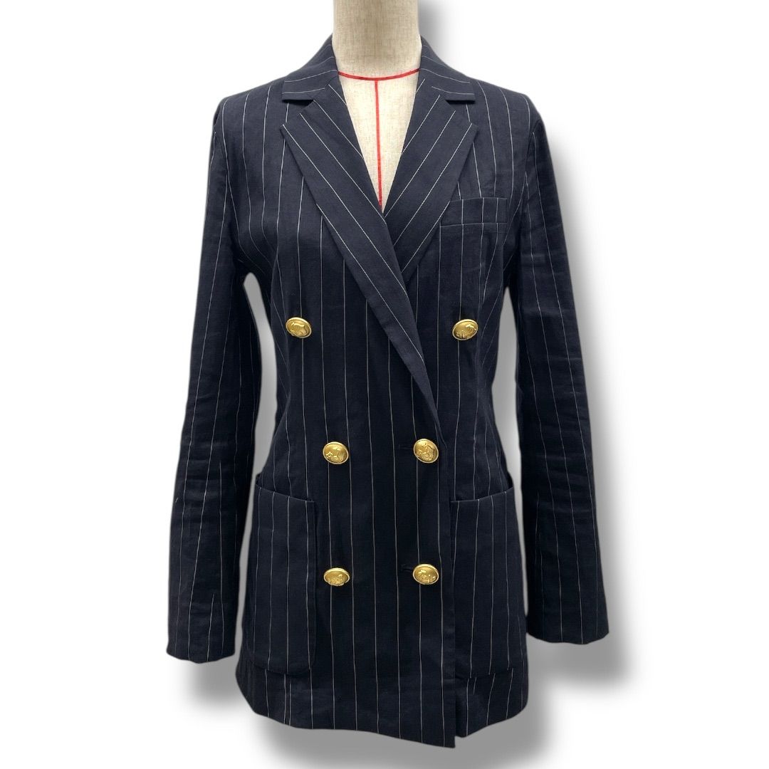 お値下‼️REGINA ROMANTICO テーラードジャケット 38 REGINA ROMANTICO レジーナロマンティコ ストライプ リネン