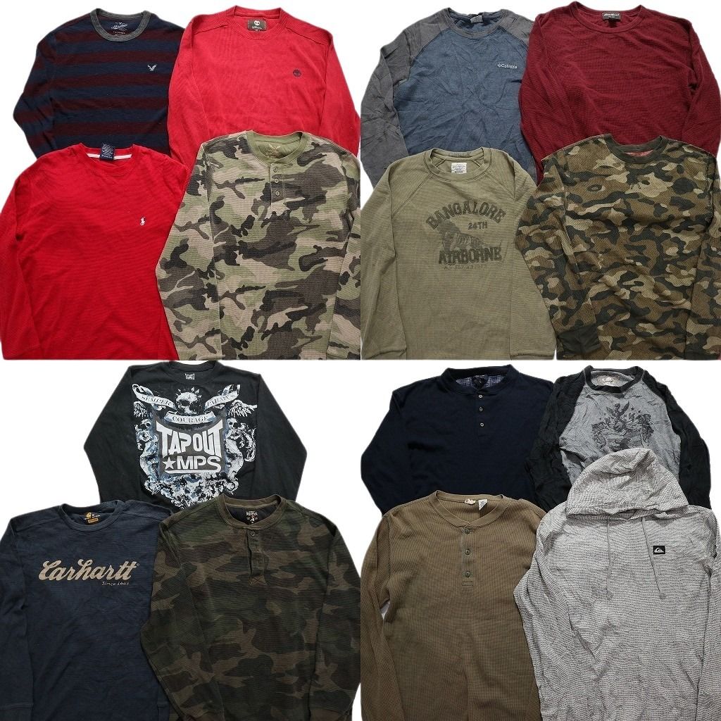 古着卸 サーマル 長袖Tシャツ 15枚セット メンズ Ｍ ティンバーランド カーハート スカル 古着 NA9859