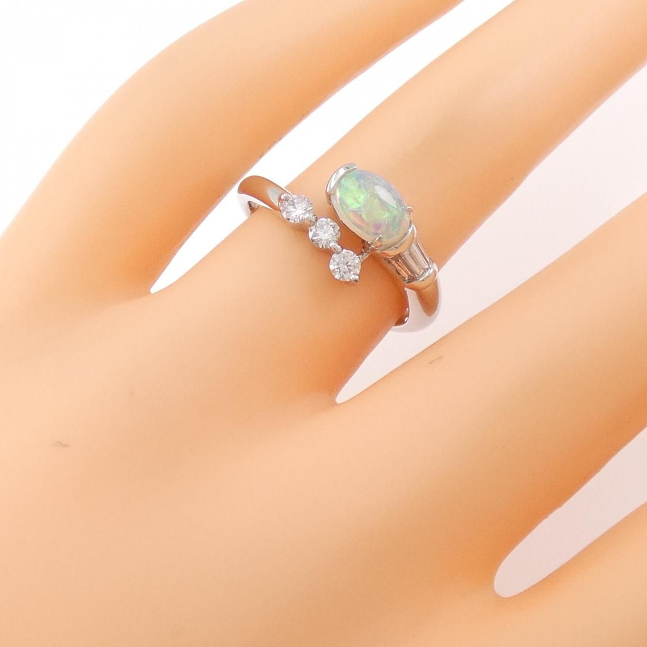 オパール K18WG リング 中古】K18WG OPAL ブラックオパールリング BO1.32ct D0.13ct 2.5