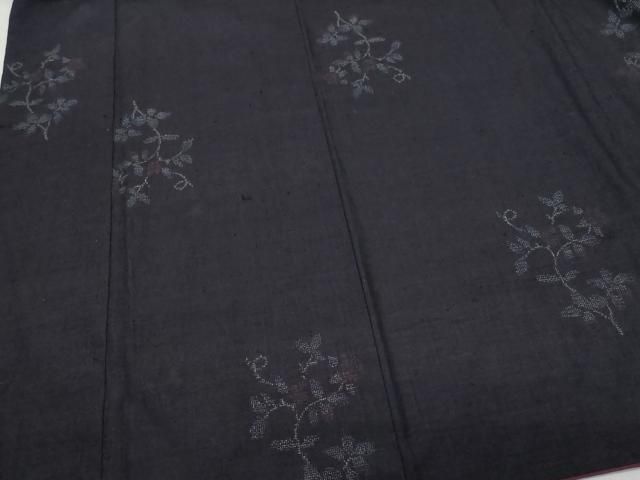 平和屋着物○本場結城紬 重要無形文化財 100亀甲 草花文 正絹 逸品