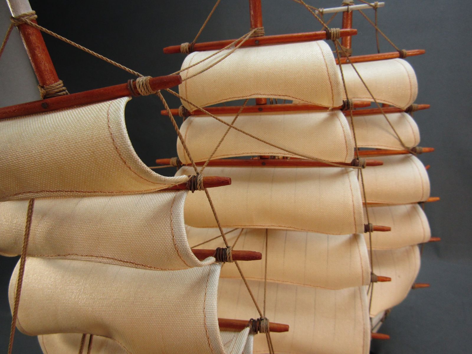 日本丸　木製　アンティーク　帆船模型　全長60cm-9