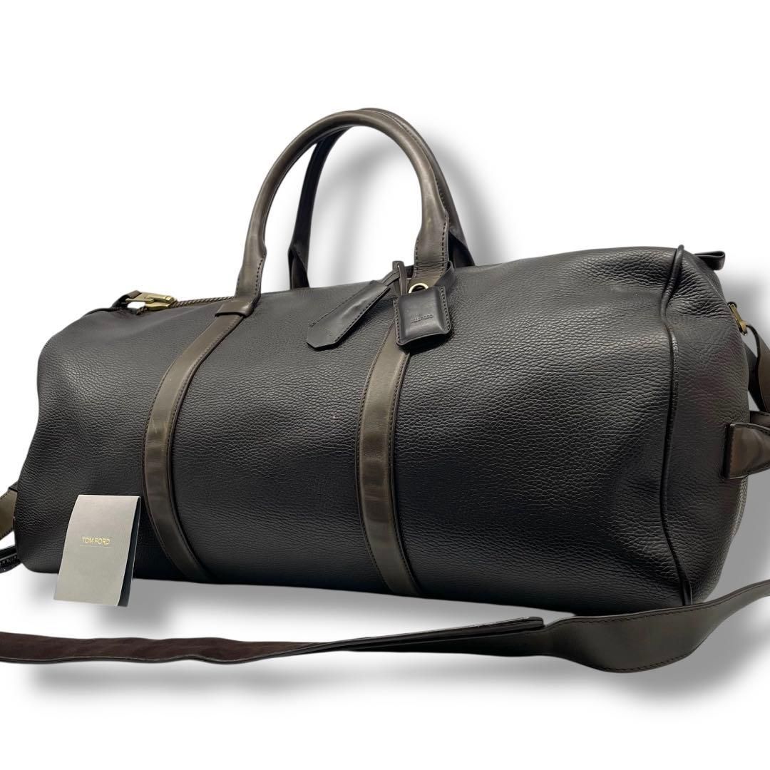 TOM FORD トムフォード 2way ボストンバッグ 大容量 レザー 濃茶