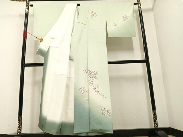 平和屋着物●森英恵・HANAE MORI　訪問着　花蝶文　金彩　正絹　逸品　AABH5280ph 平和屋着物○森英恵・HANAE MORI 訪問着 花蝶文 金彩 正絹 逸品