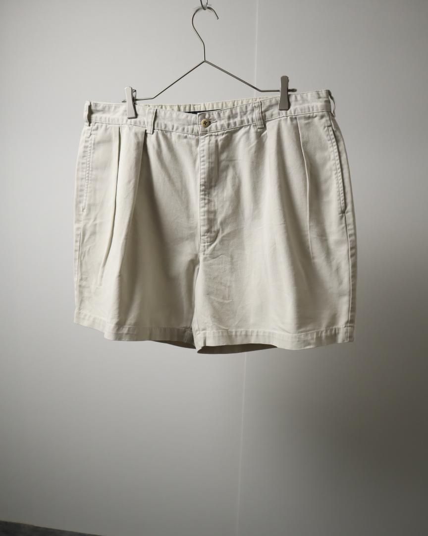 90s ラルフローレン 2タック ワイド クラシックチノ ショーツ 短パン 白系 1990s Ralph lauren 2tuck wide classic chino shorts ivory 90