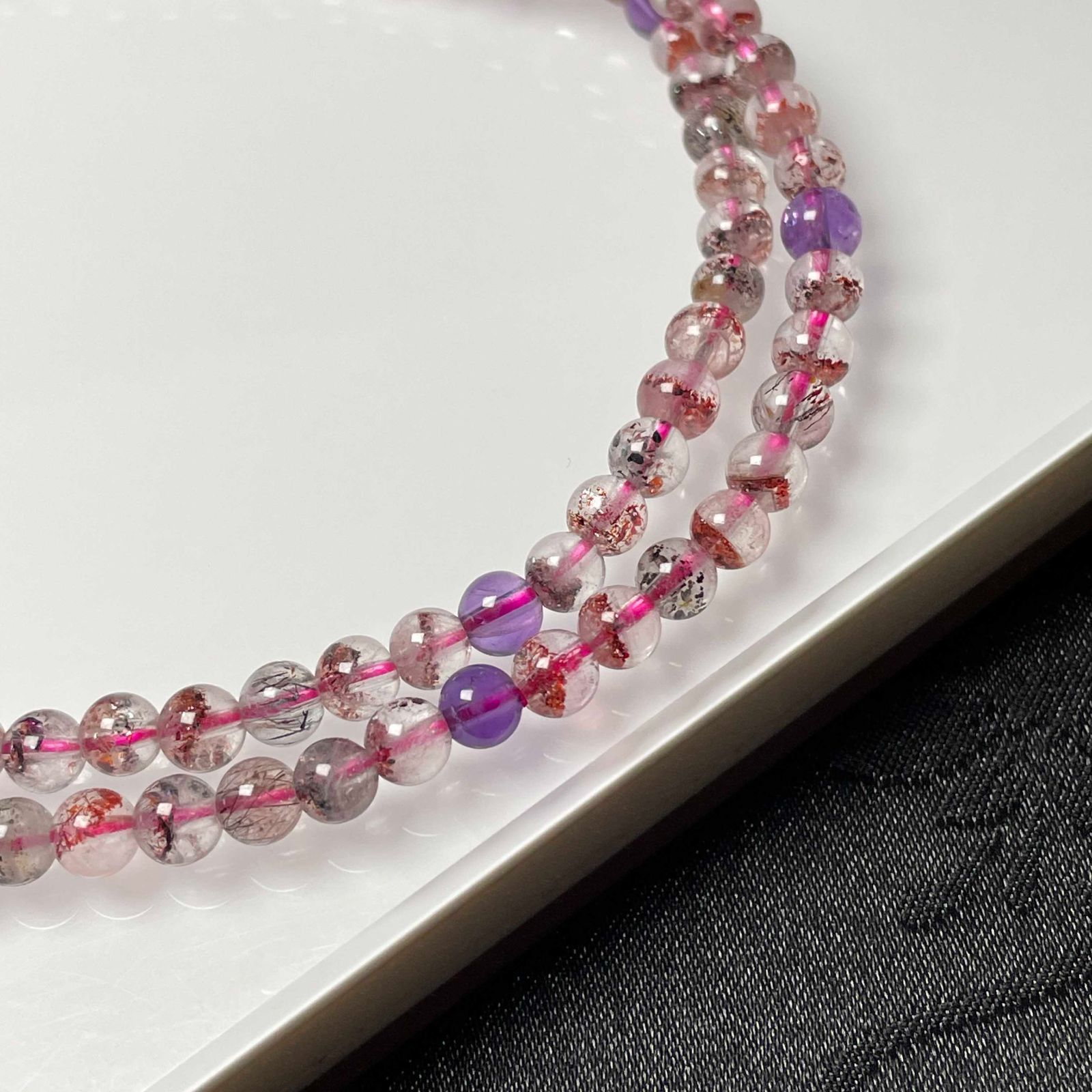 ー品満載！ EU製 スーパーセブン パワーストーン 3本巻きブレスレット 天然石 原石 お守り プレゼント 4.3-4.7mm ZB9456