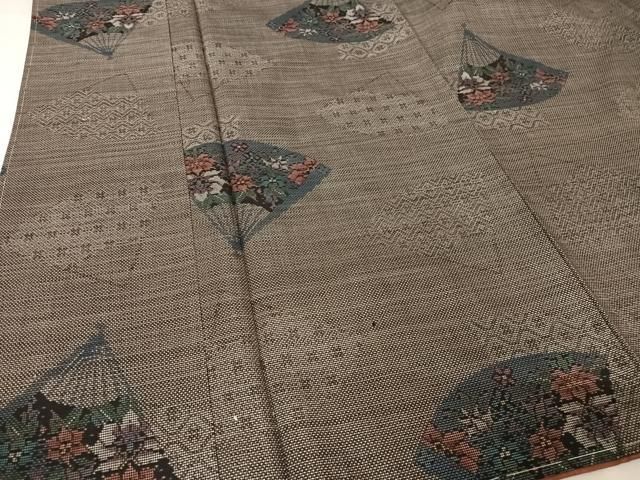 平和屋着物○本場大島紬 泥染 カタス7マルキ 風景草花文 正絹 逸品