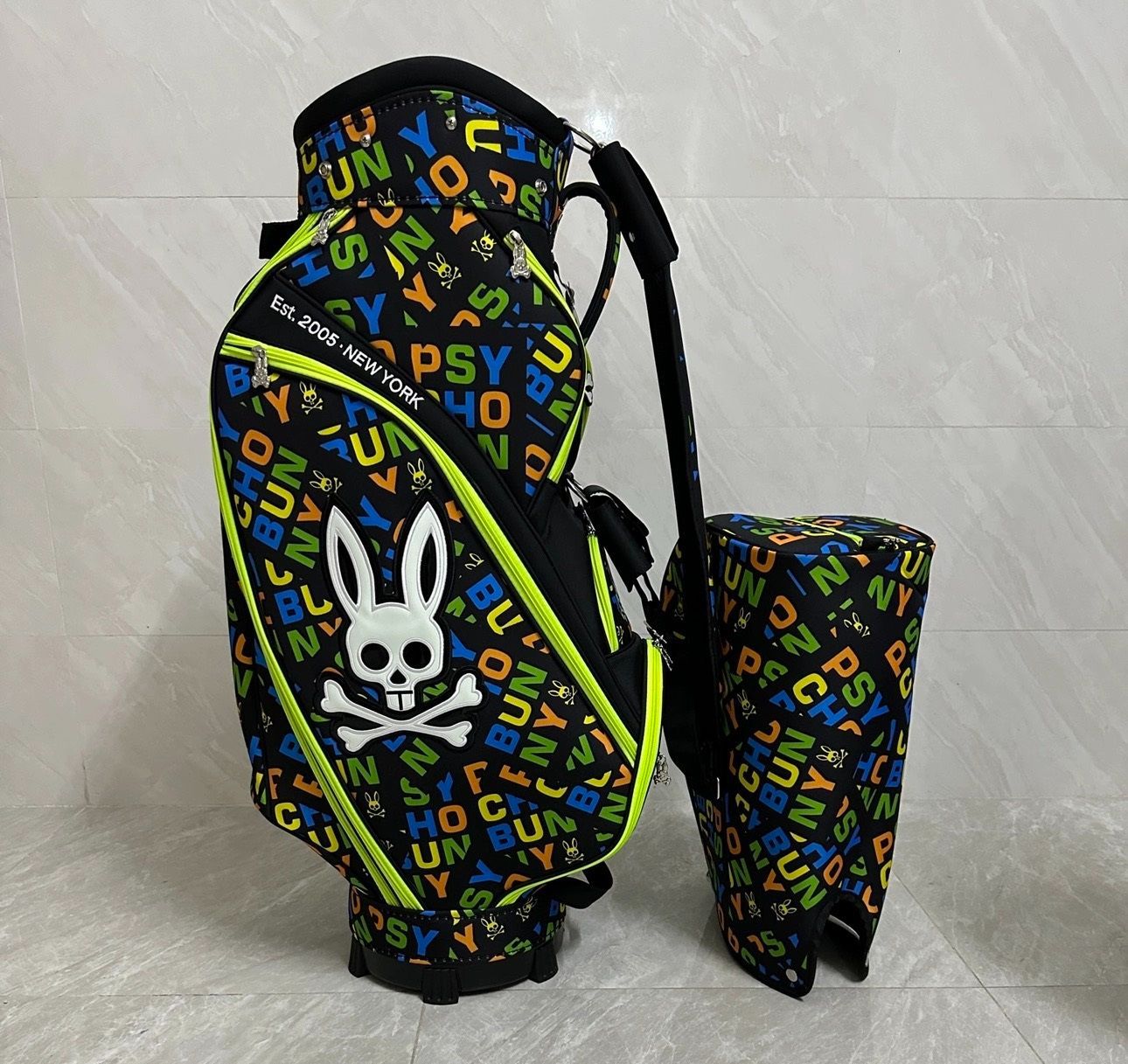 サイコバニー Psycho Bunny メンズ レディース グリーン ホワイト キャディバッグ