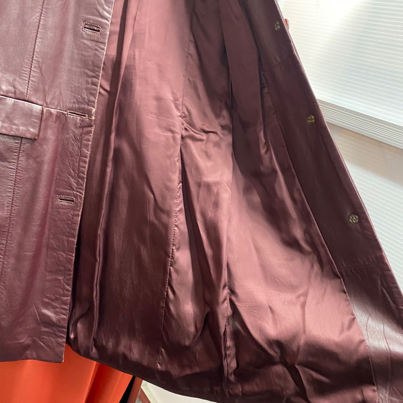 VERA PELLE ベラペレ ヴェラパレ レザージャケット 革ジャン ロング コート ボルドー 系 イタリア 38サイズ NOITHATQUANGTHANH_NET