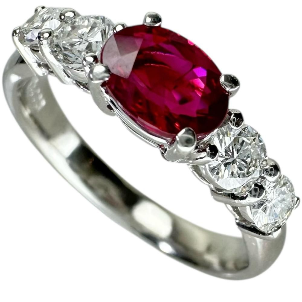 10.5号 ルビー 0.79ct ダイヤモンド 0.43ct リング 指輪 Pt900プラチナ 4.7g レディース 真子質店 NN