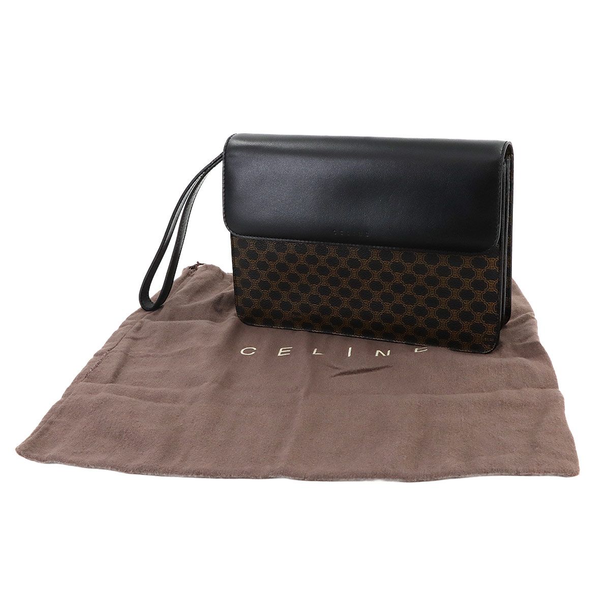 美品 セリーヌ CELINE マカダム セカンド クラッチ バッグ ポーチ PVC