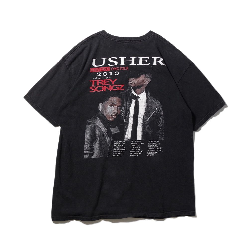 USED MUSIC Tee USHER 2010 Tour Tee アッシャー ツアーTee ブラック L