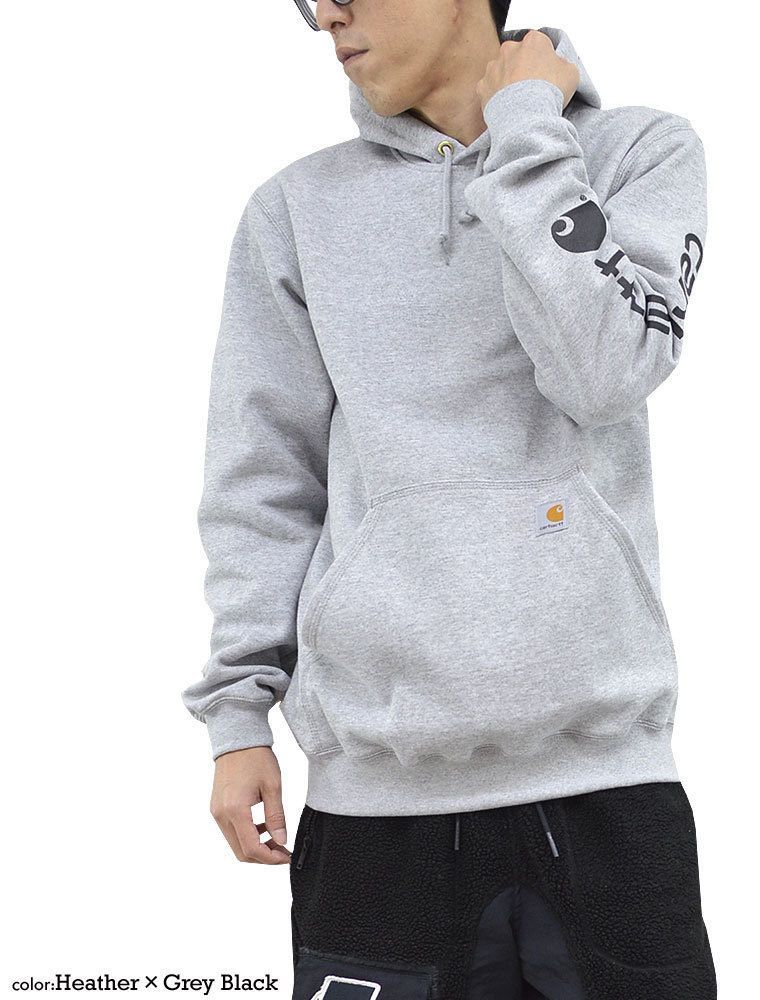 carhartt カーハート スリーブロゴスウェットパーカー Heather Gray