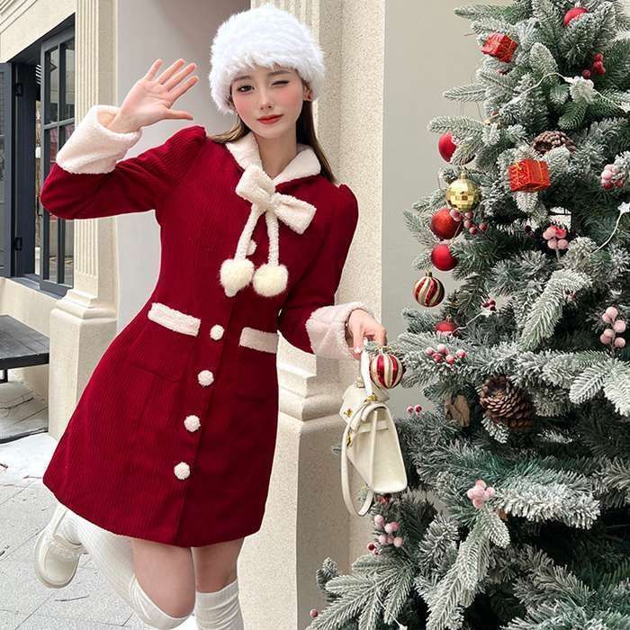 ワンピース レディース 秋冬 ショートワンピース 長袖 膝上丈 クリスマス 膝丈 無地 前開き 大きいサイズ ゆったり 細身 美シルエット 着?せ レイヤード きれいめ 大人 可愛い セクシー お洒
