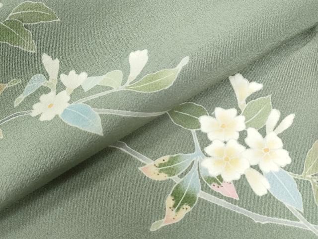 平和屋着物●本加賀友禅作家　南克治　訪問着　枝花文　正絹　逸品　CAAW8528yc 平和屋着物○本加賀友禅作家 南克治 訪問着 枝花文 正絹 逸品