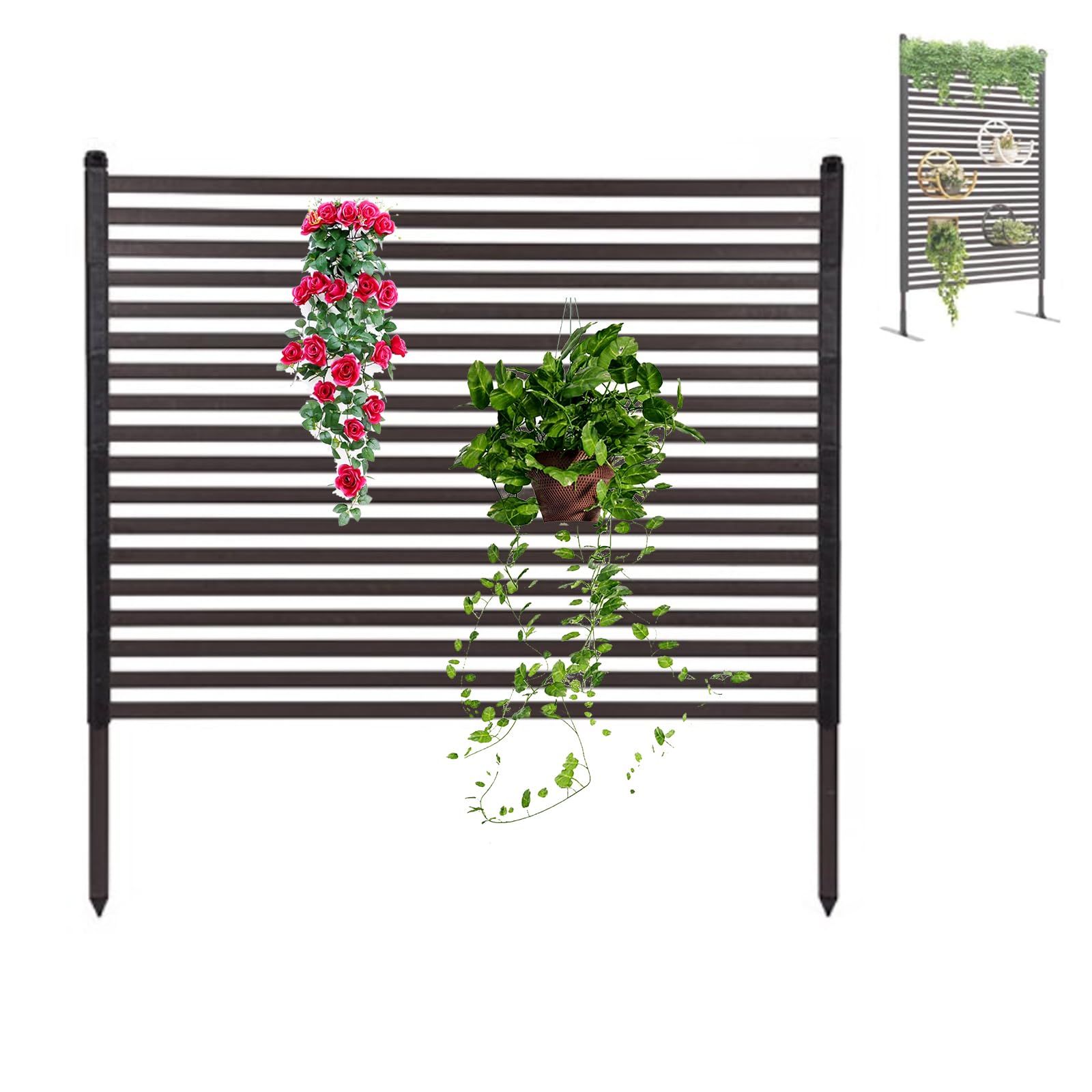 Jumei フェンス 目隠し 屋外 ガーデンフェンス 幅90cm×高さ120cm 1セット入 鋼製 衝立 パーテーション 組立簡単 置くだけ 後付け ベランダ 玄関 日除け 庭造り 柵 外構 隣家 境界 プランター 庭 仕切り