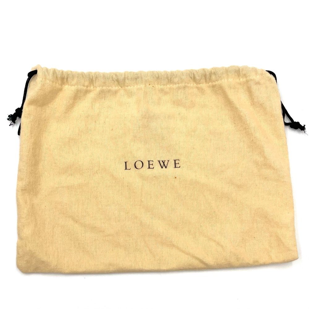 LOEWE ロエベ ハンドバッグ エンボスロゴ ミニバッグ アクセサリーポーチ 小さめ 鞄 かばん レザー    アイボリー シルバー金具 レディース 美品【品】