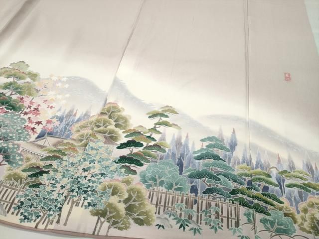 平和屋本店□極上 十日町友禅作家 岡村蒼風 訪問着 四季花文