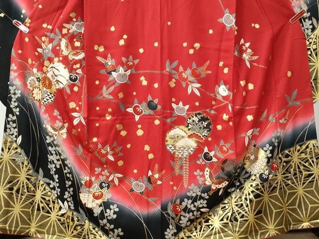 振袖フルセット(8点)・成人式・絞り・手絞り・辻ヶ花・鈴乃屋扱・金駒刺繍・金彩 振袖フルセット(8点)・鈴乃屋・金駒刺繍・金彩加工・花模様・正絹 振袖