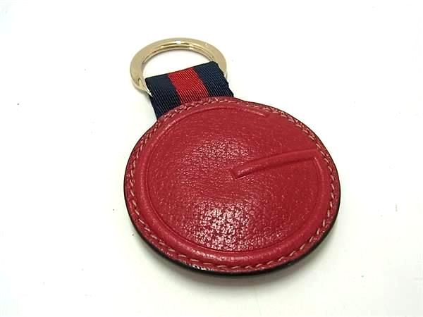 GUCCI グッチ シェリーライン レザー キーリング キーホルダー チャーム メンズ レディース レッド系 FJ5669