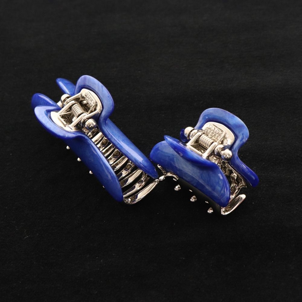 【極美品】acca マーブルライトブルー　一点物　ビジュー付きヘアクリップ 極美品】acca マーブルライトブルー 一点物 ビジュー付きヘアクリップ