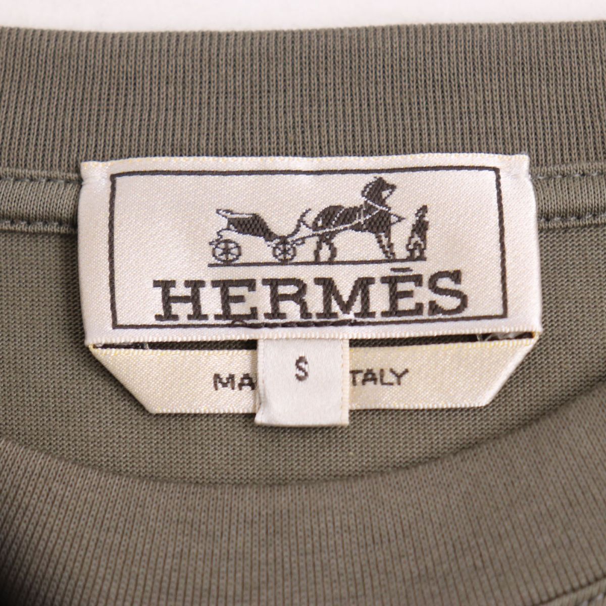 未使用品◆22SS HERMES エルメス カヴァルカード コットン100％ 半袖 Tシャツ/カットソー ブラウングレー S イタリア製 メンズ 正規品